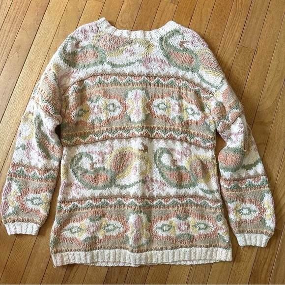 Express Vintage Womens Paisley Cotton Blend Sweater XS Oversize - Picture 1 of 9